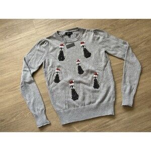 NWT Women’s Topshop Christmas Sequin Penguin Pullover Sweater Gray Size 2